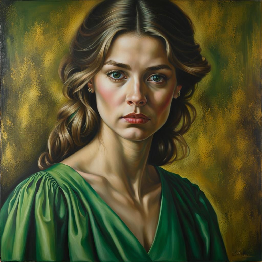Atmospheric Portrait of Woman in Green Dress