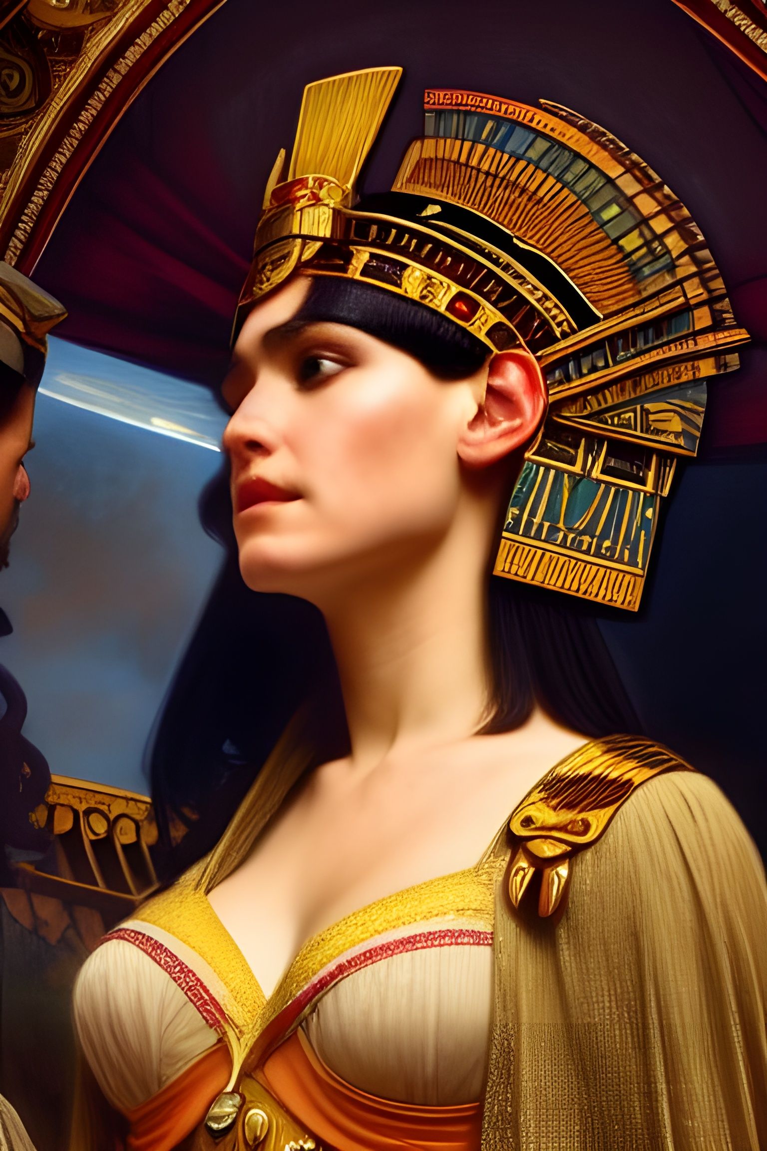 Cleopatra and Caesar Portrait in Art Nouveau Style