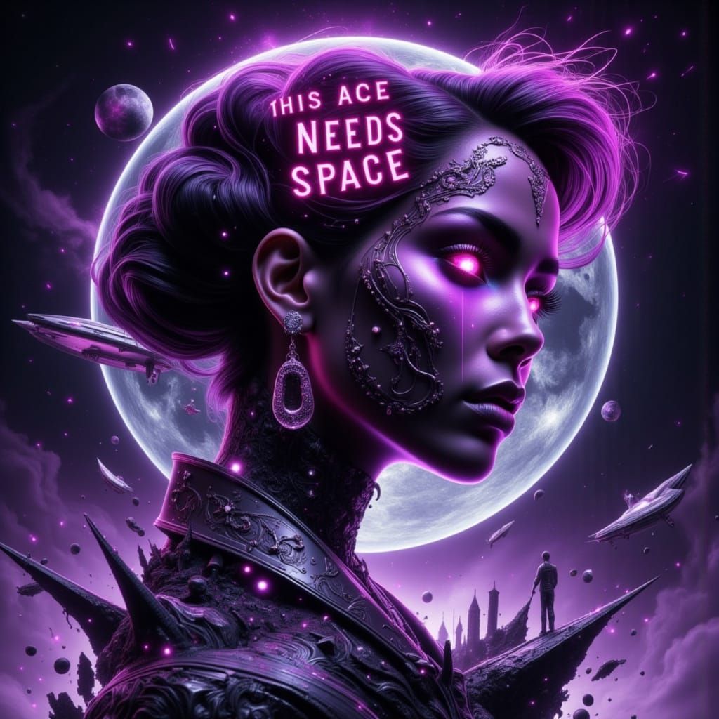 Glowing Genderqueer Icon in Neon Flaming Letters