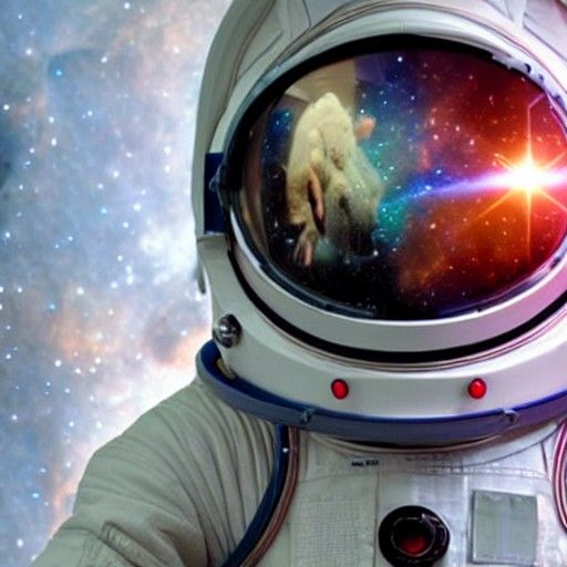 Astronaut Bunny Repairs Jumpgate with Nebula Reflection