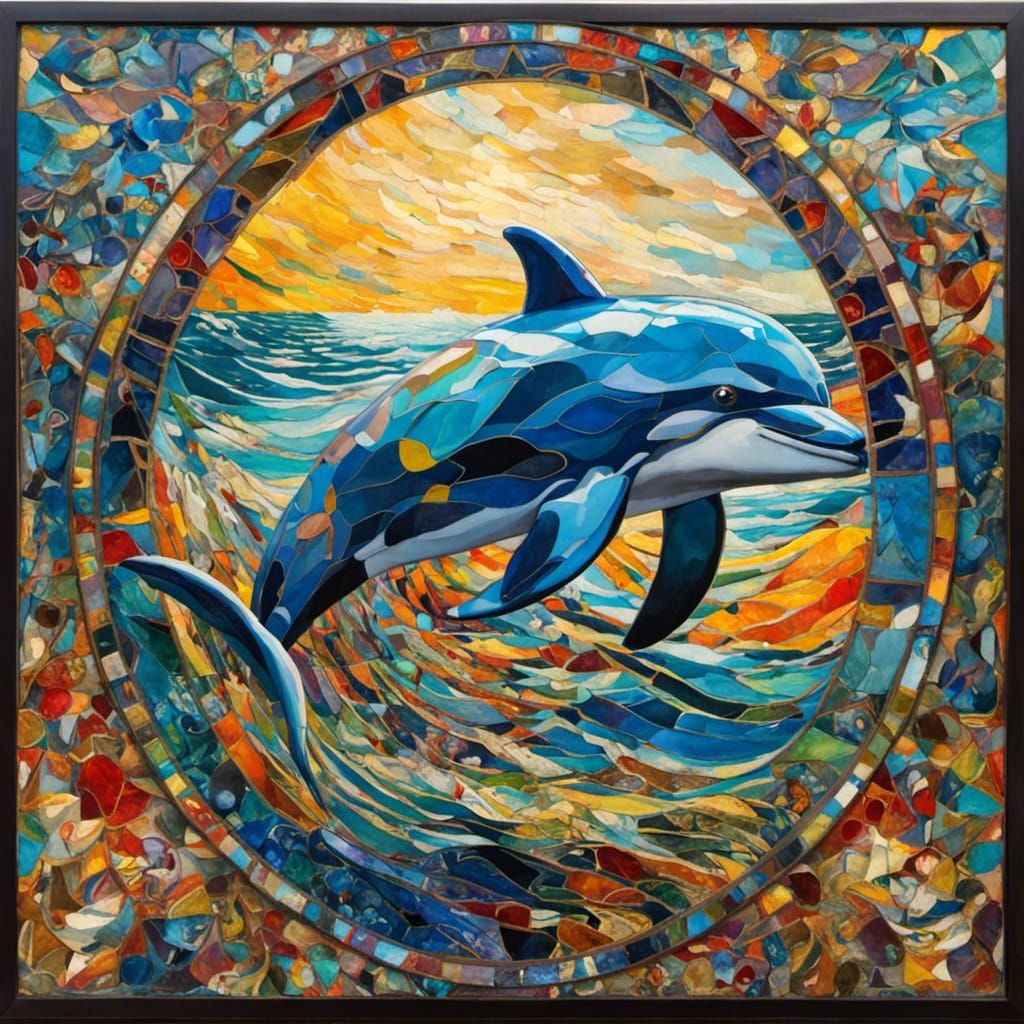 Dolphin Tarot Card in Surreal Impasto Style