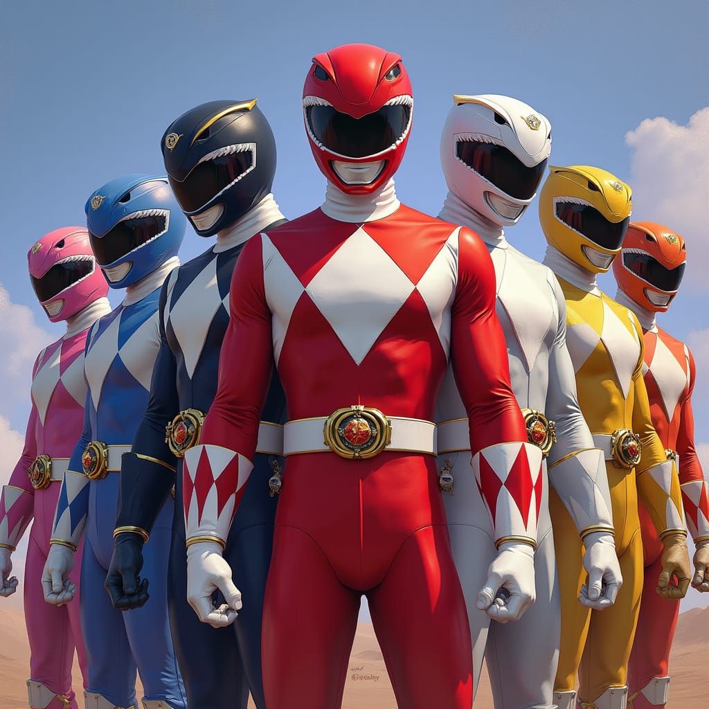 Team of Rangers in Digital Comic Book Style