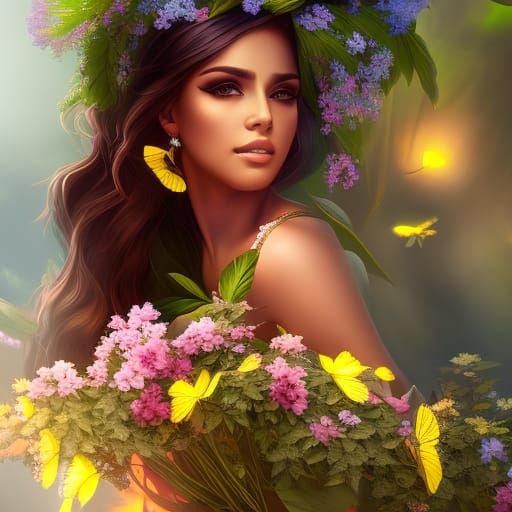 Cinematic Portrait of a Latina Girl with Flowers