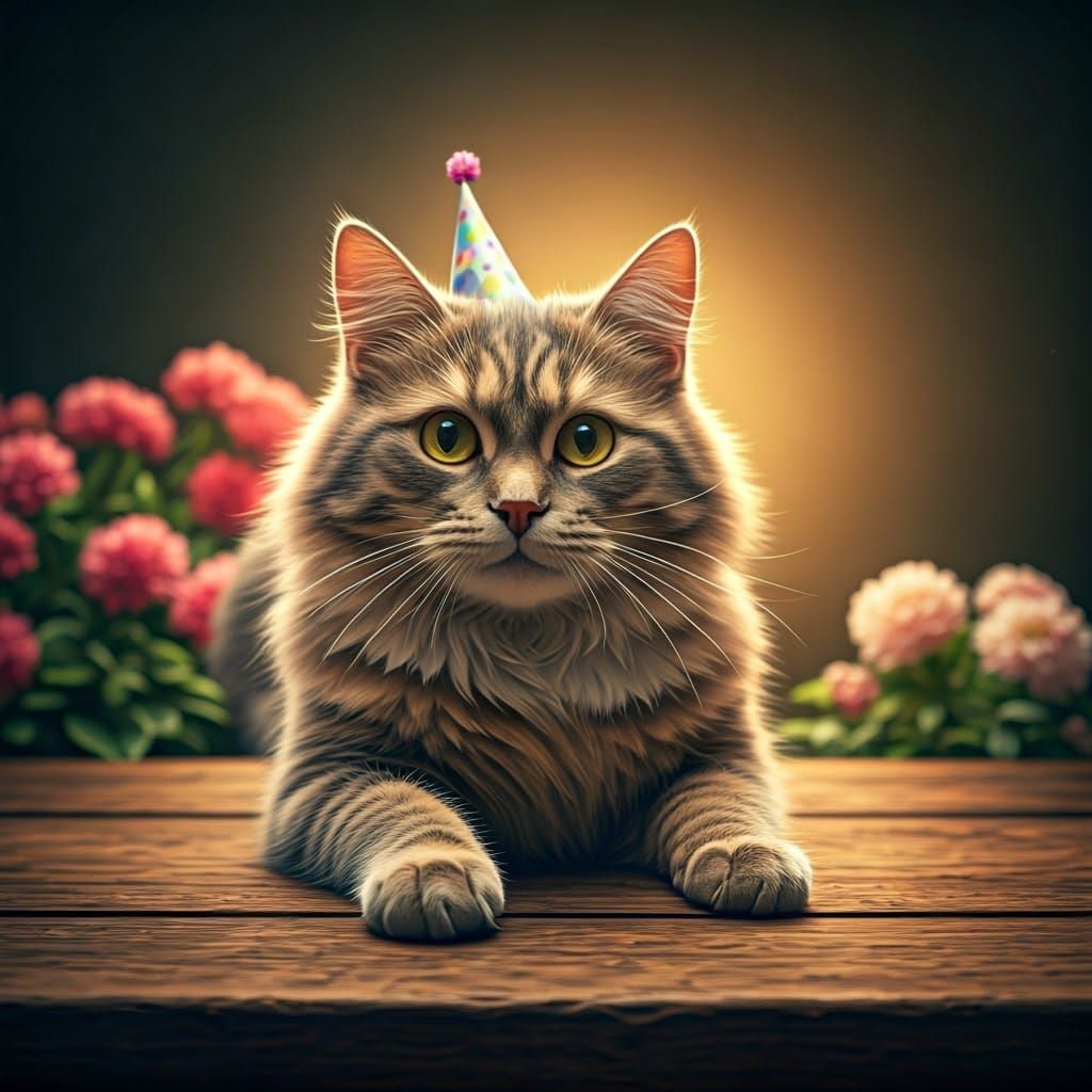 Smiling Cat Sends Warm Wishes in Vintage Style