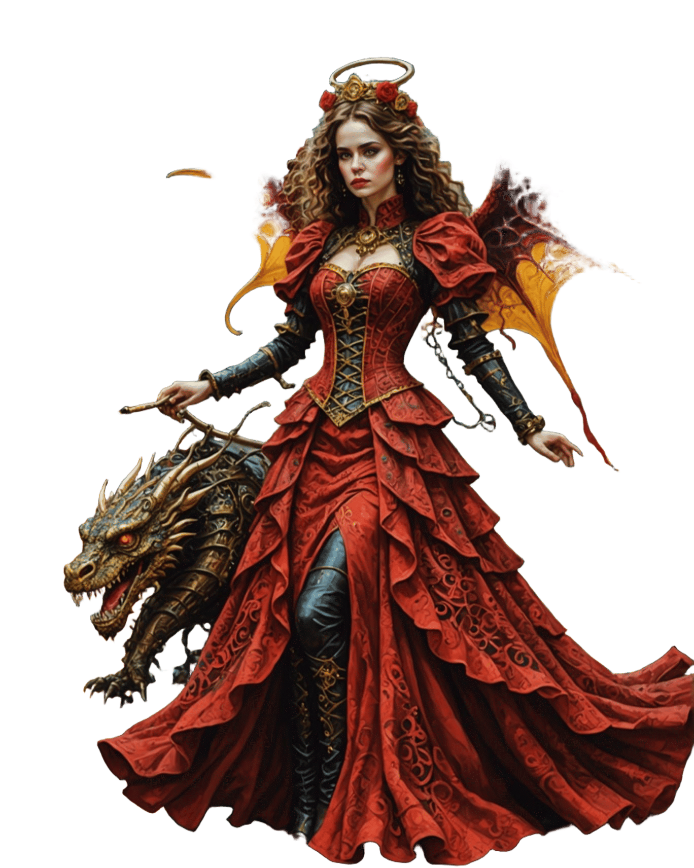 Steampunk Angel of Death on Dragon, Klimt Crochet Style