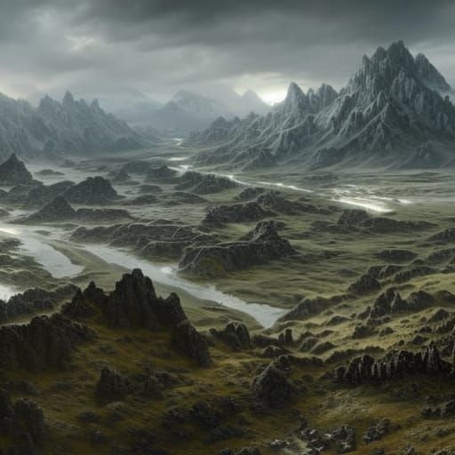 Apocalyptic Demon Battle Landscape in Digital Painting Style
