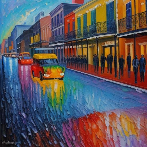 New Orleans Funeral: Expressionist Impasto Painting