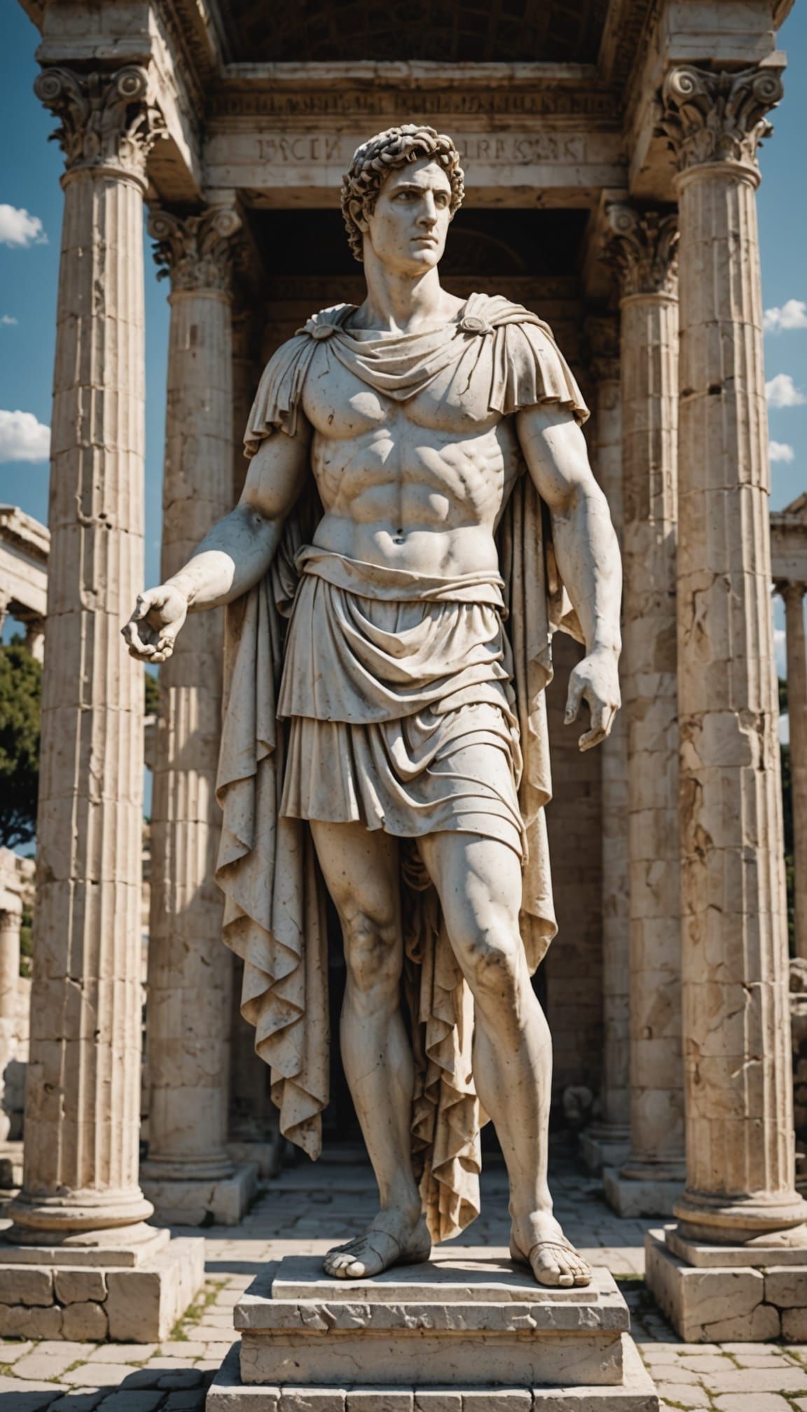 Ancient Roman Warrior in Opulent Temple Setting