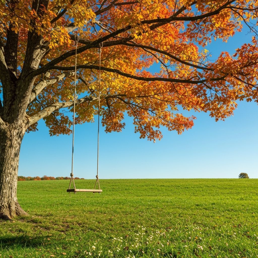 Autumn Swing Under Sunny Blue Sky