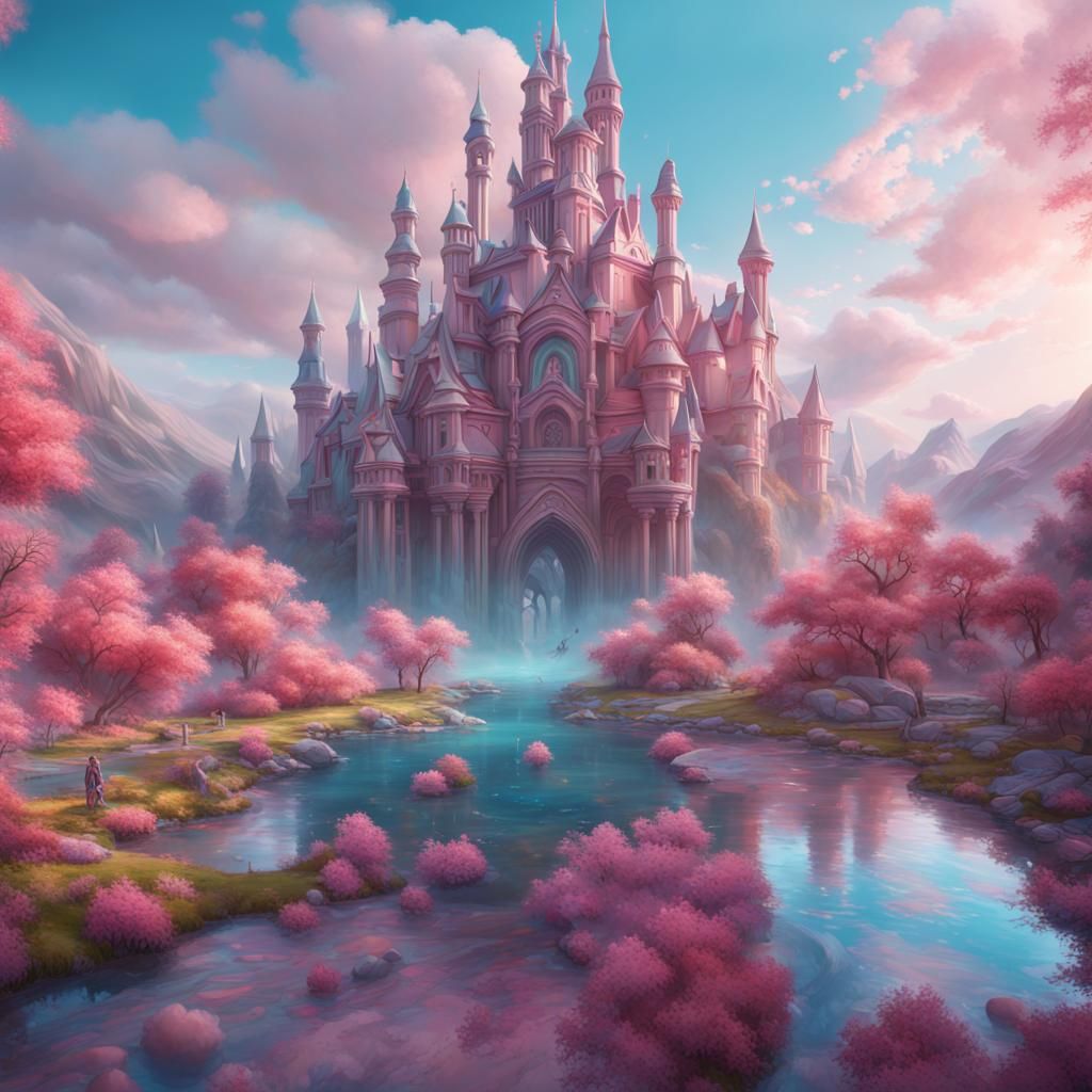 Fantastical Pastel Landscape Painting