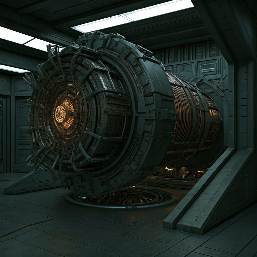 Futuristic Spaceship Warp Engine Room: Ultra-Detailed 4K