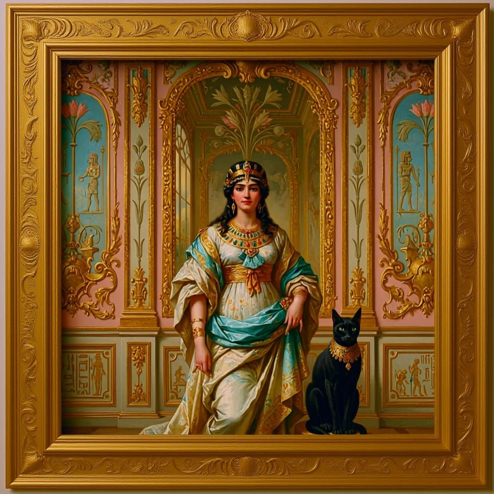 "Rococo Cleopatra with Bastet"