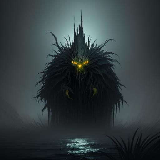 Mystical Rice Stalk Creature in Dark Fantasy Art