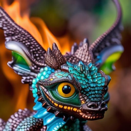 Realistic Jade Dragon Figurine with Fire Breath