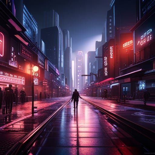 Cyberpunk City Street at Night in Unreal Engine