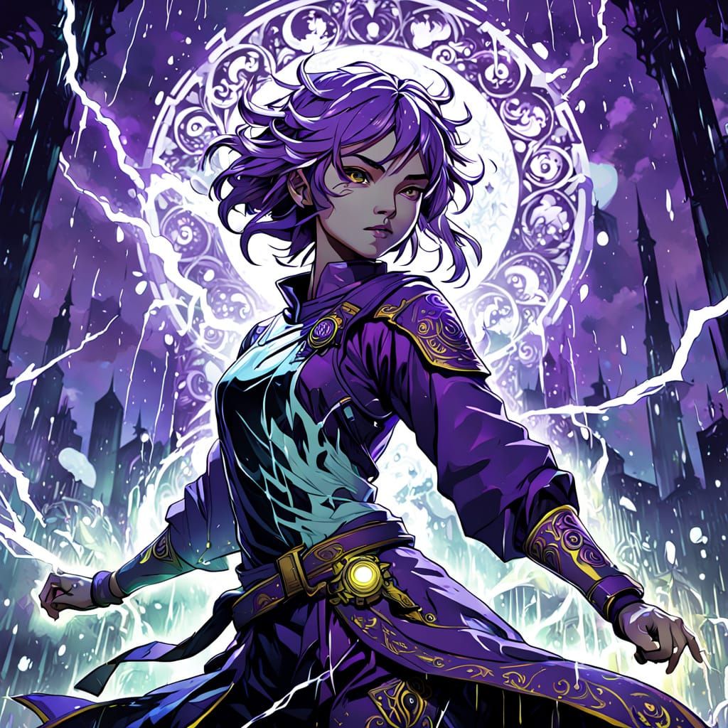 Ethereal Martial Arts Warrior Under Dark Fantasy Skies