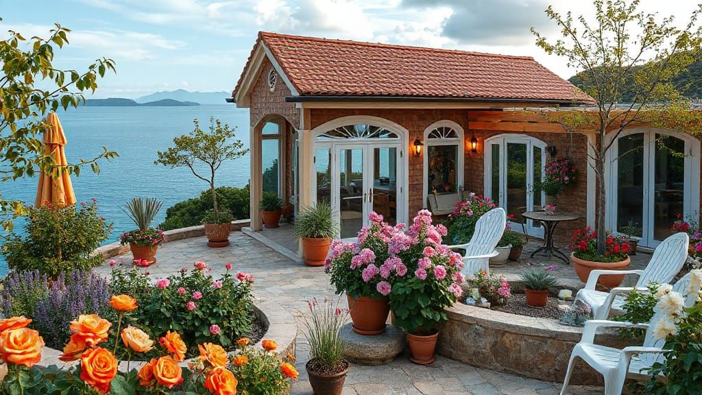 Modern Village House by the Sea in Full Bloom