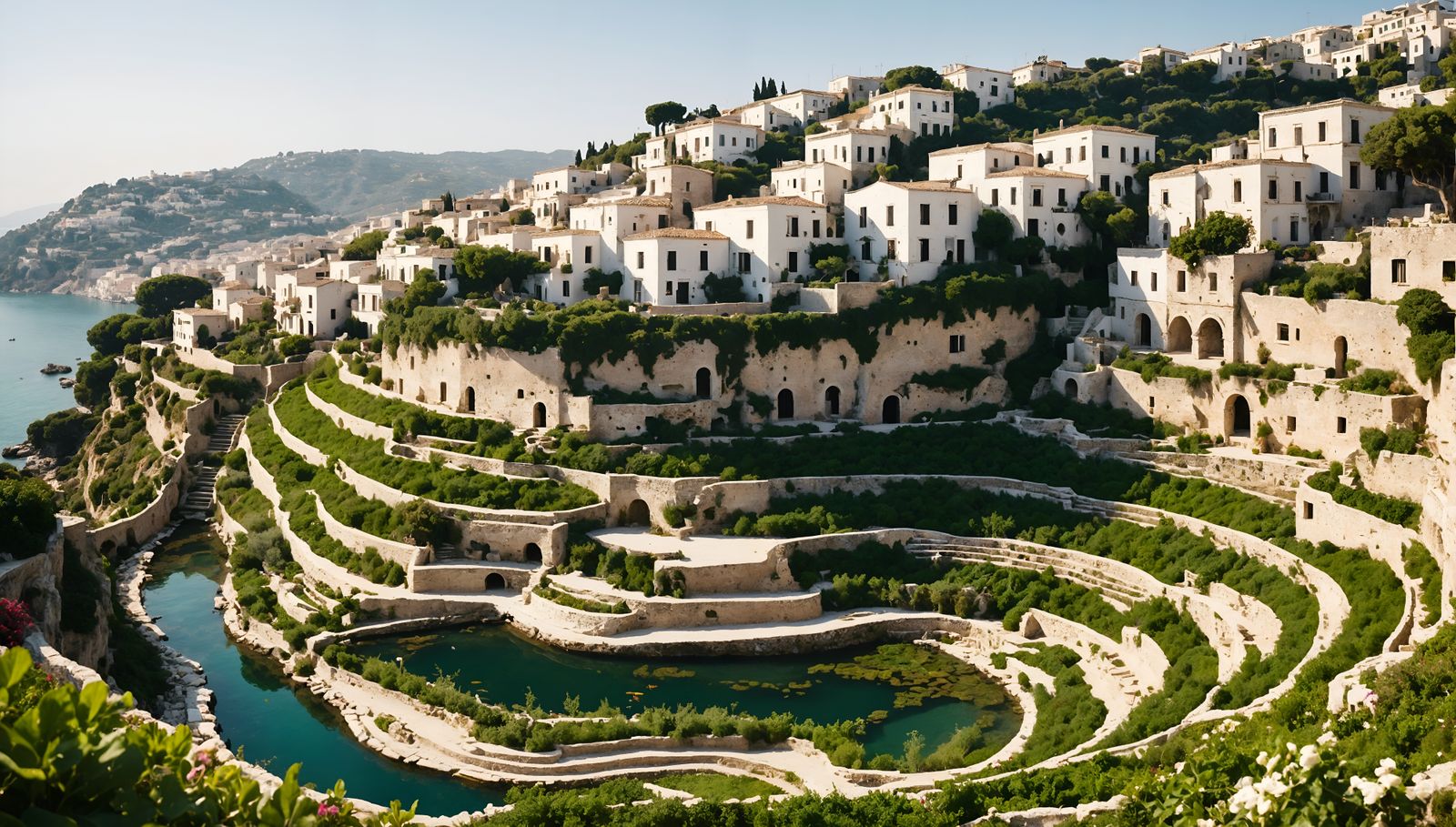 Greco-Roman Terraced Garden by the Sea