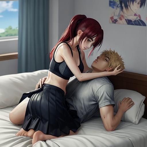 Suggestive Anime Girl Scene in Manga Style