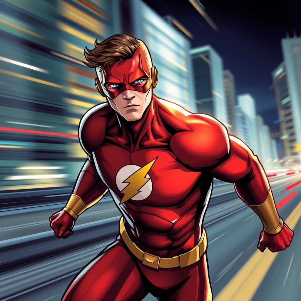 The Fastest Man Alive in Dynamic Comic Book Style