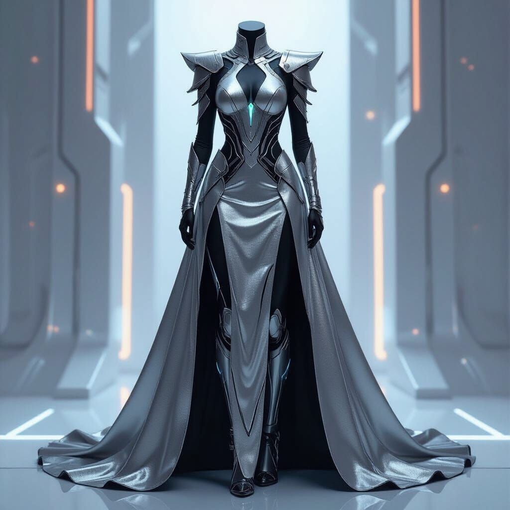 Sci-Fi Dress: Silver, Black, and Neon Accents