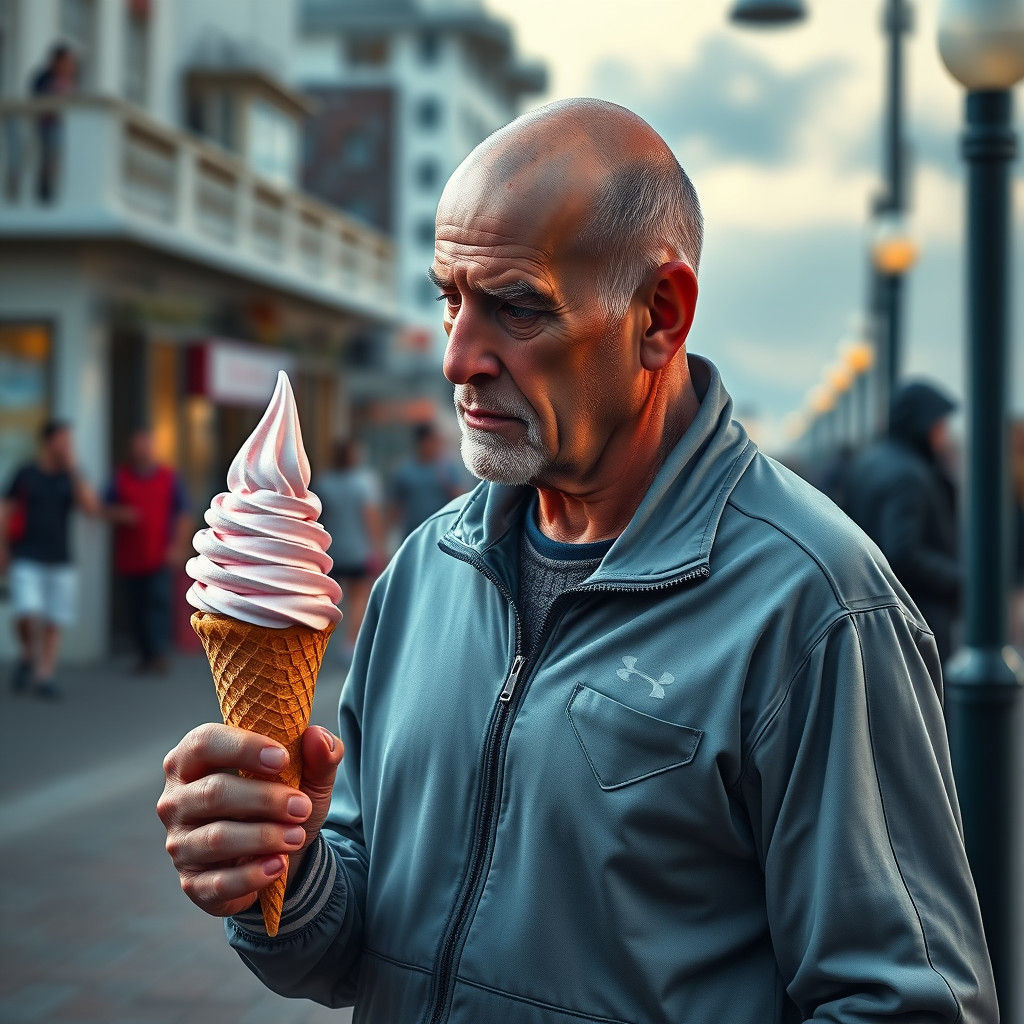 Man's Ice Cream Mishap on Brighton Beach