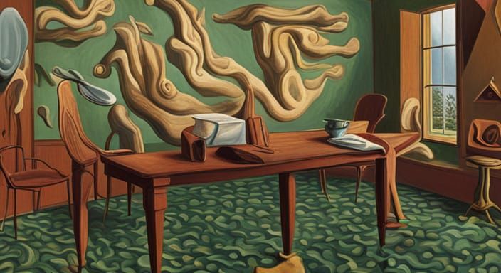 Surreal Snailcore Room with Body Part Table