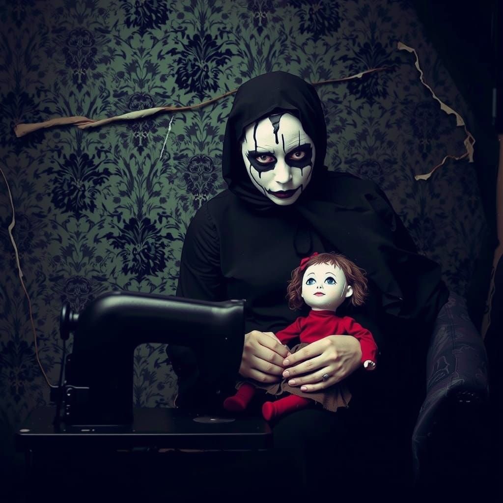 Mime Woman in Dark, Moody Room