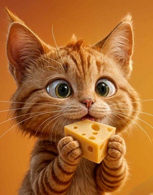 Ginger Cat and Mouse in 3D Digital Art