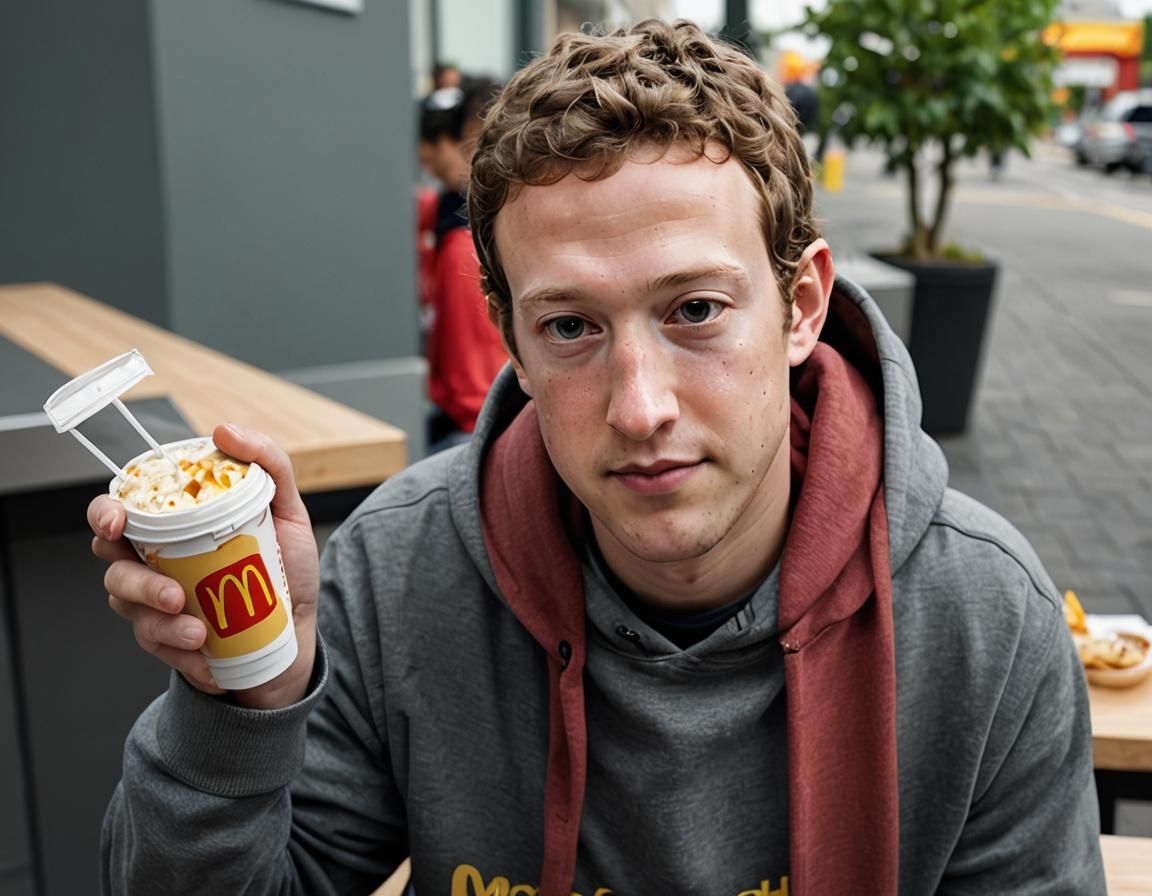 Mark Zuckerberg at McDonald's: A 3D Render
