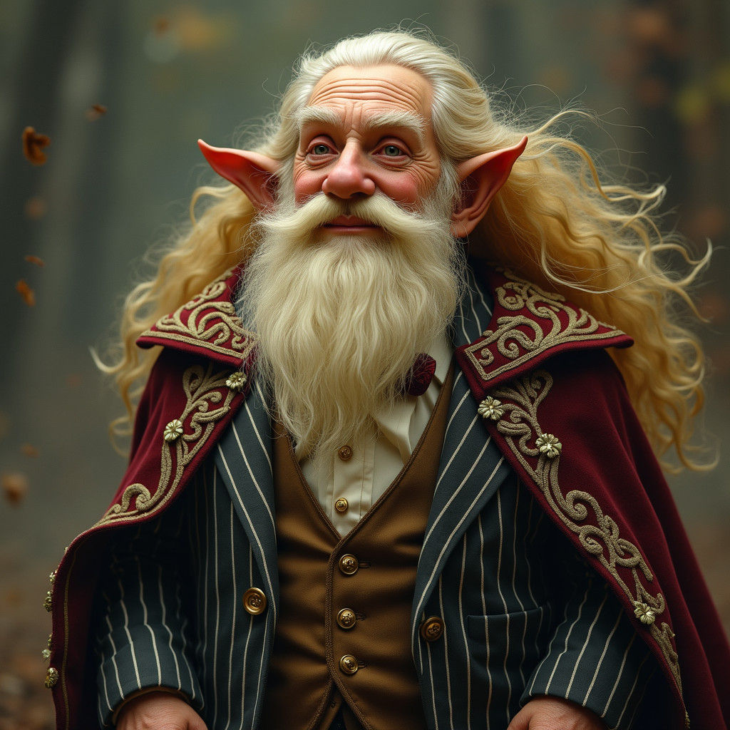 Gnome Tailor with Blonde Hair in Storybook Illustration Styl...