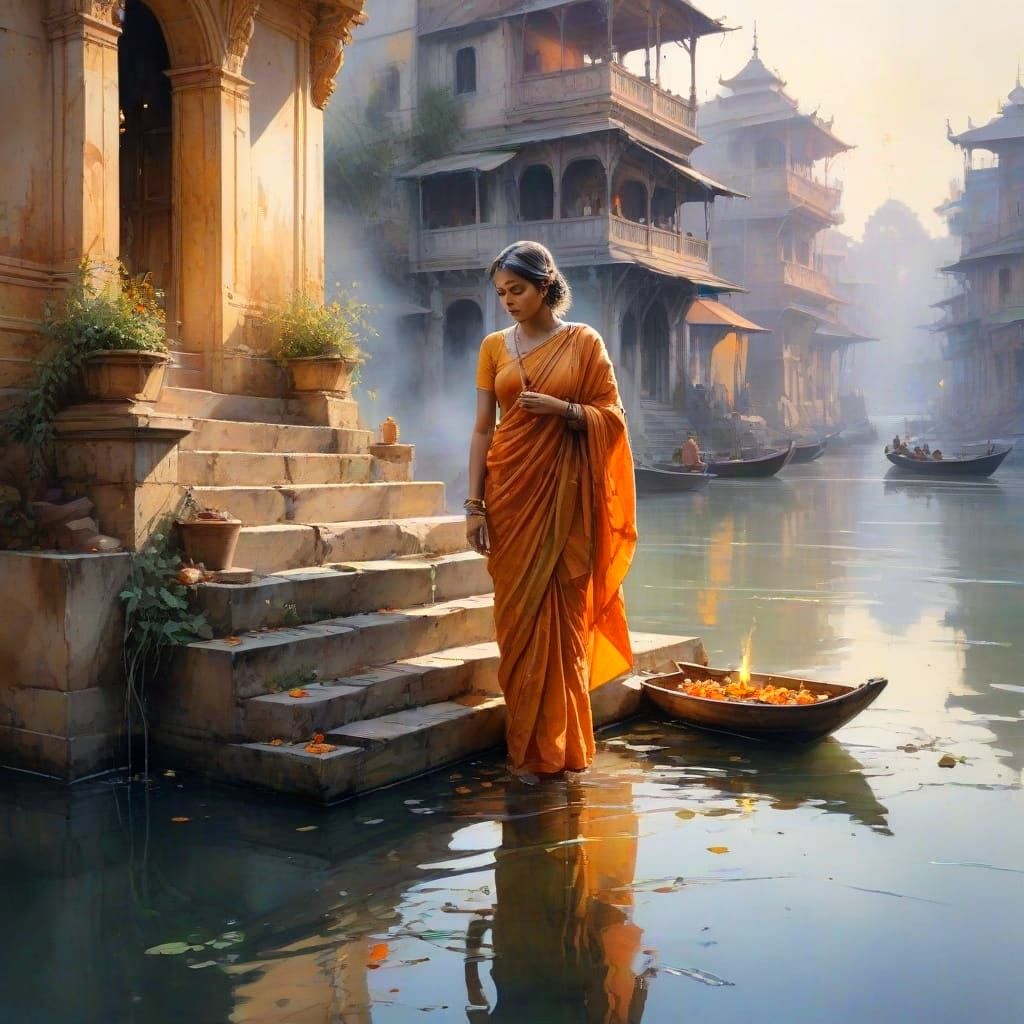 Varanasi's Sacred Ghat at Dawn