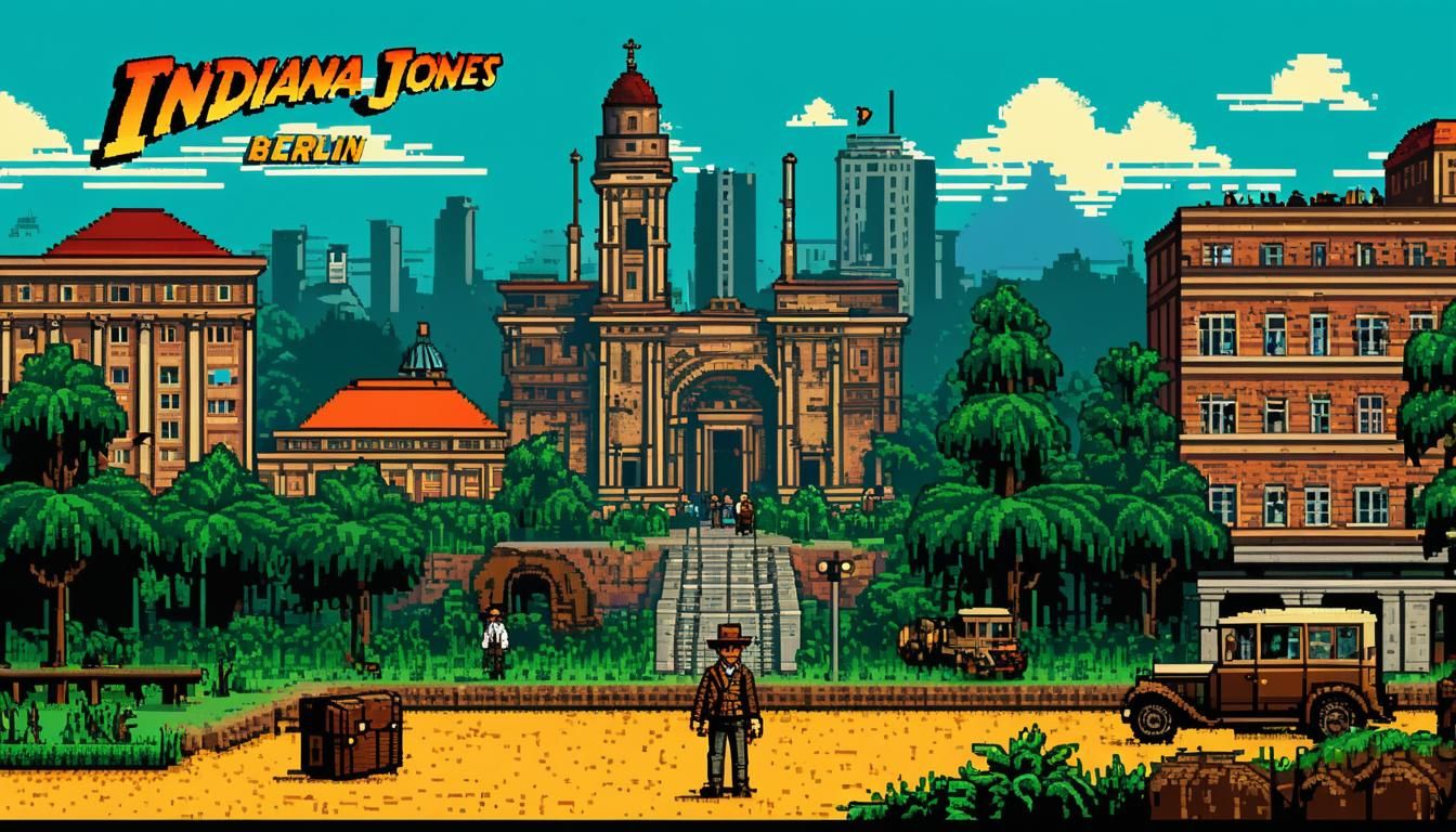 Indiana Jones in Berlin: 8-bit Pixel Art