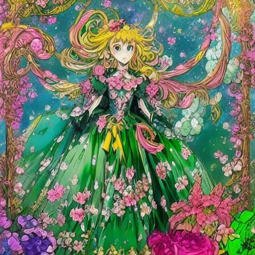 Magical Girls Transformation in Vibrant Anime Style