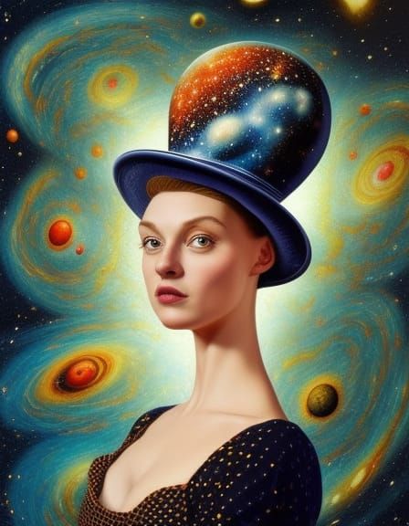 Princess in Rococo Hat Depicting the Universe