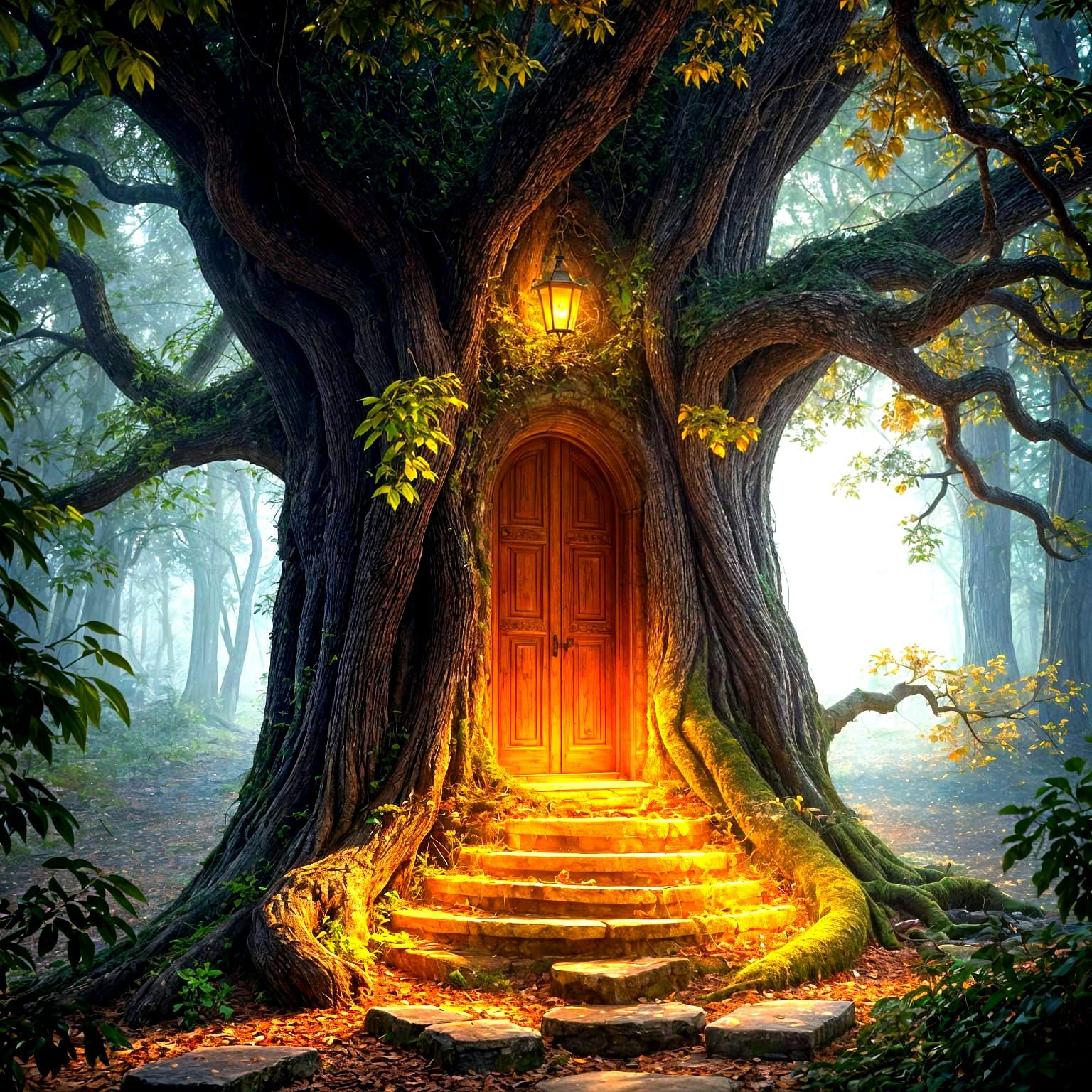 Enchanted Forest Tree Portal: Digital Matte Painting