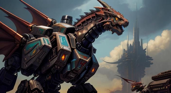Diverse Dragon Types in Mecha Cybernetic Style