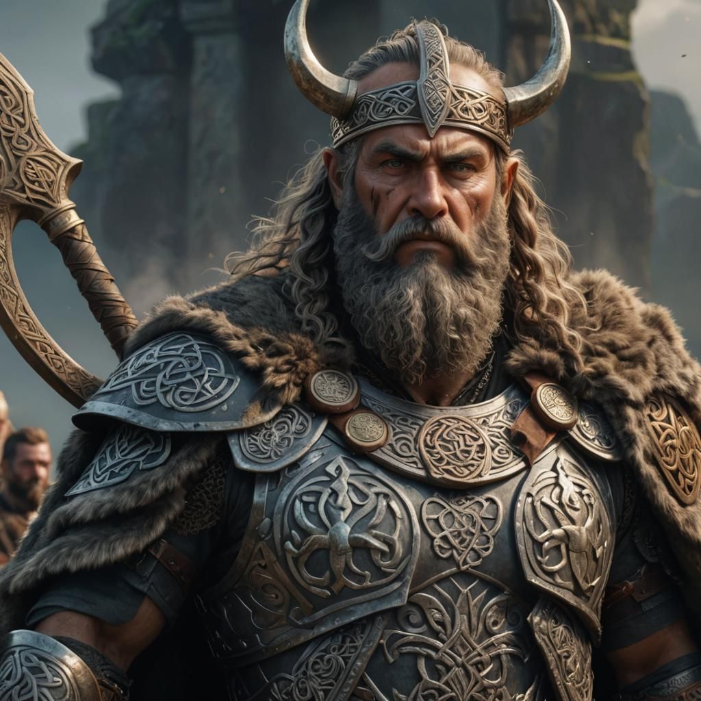 Majestic Portrait of Celtic God Dagda