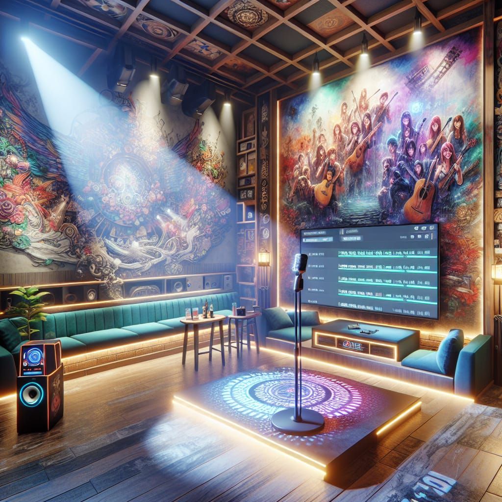 Vibrant Karaoke Room Concept Art in 8K Resolution