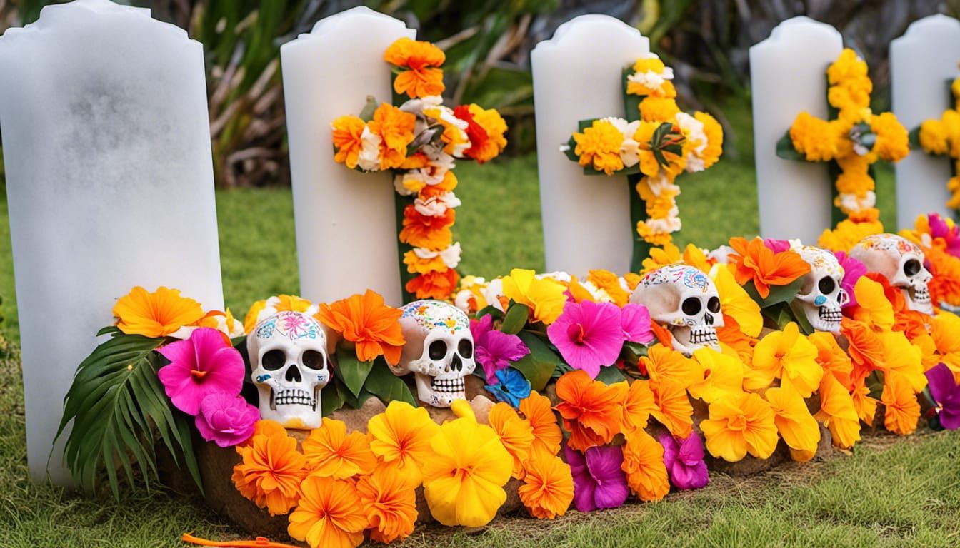 Colorful Dia de los Muertos Altar on Maui