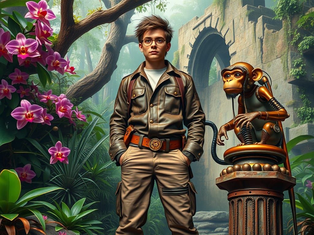 Steampunk Explorer Discovers Ancient Jungle Ruin