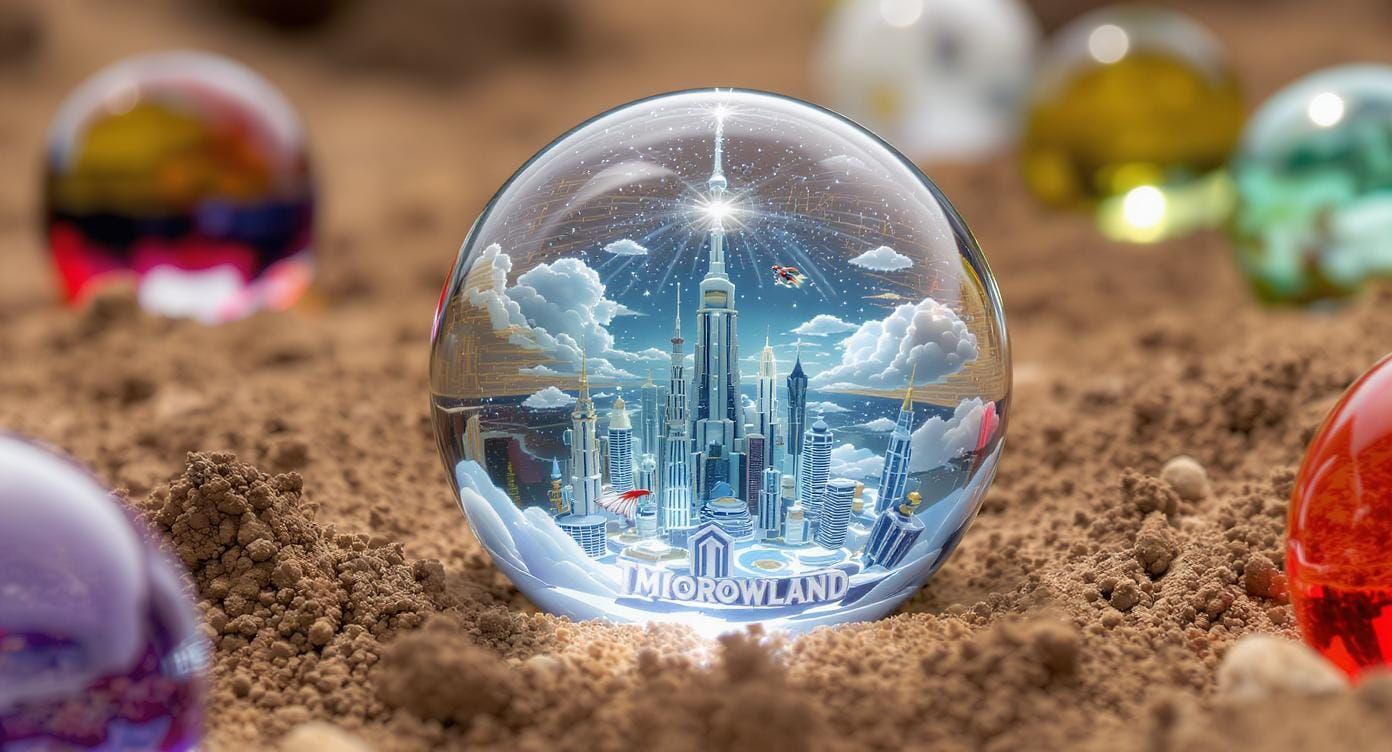 Tomorrowland in Glass Marble: Hyperrealistic Close-Up
