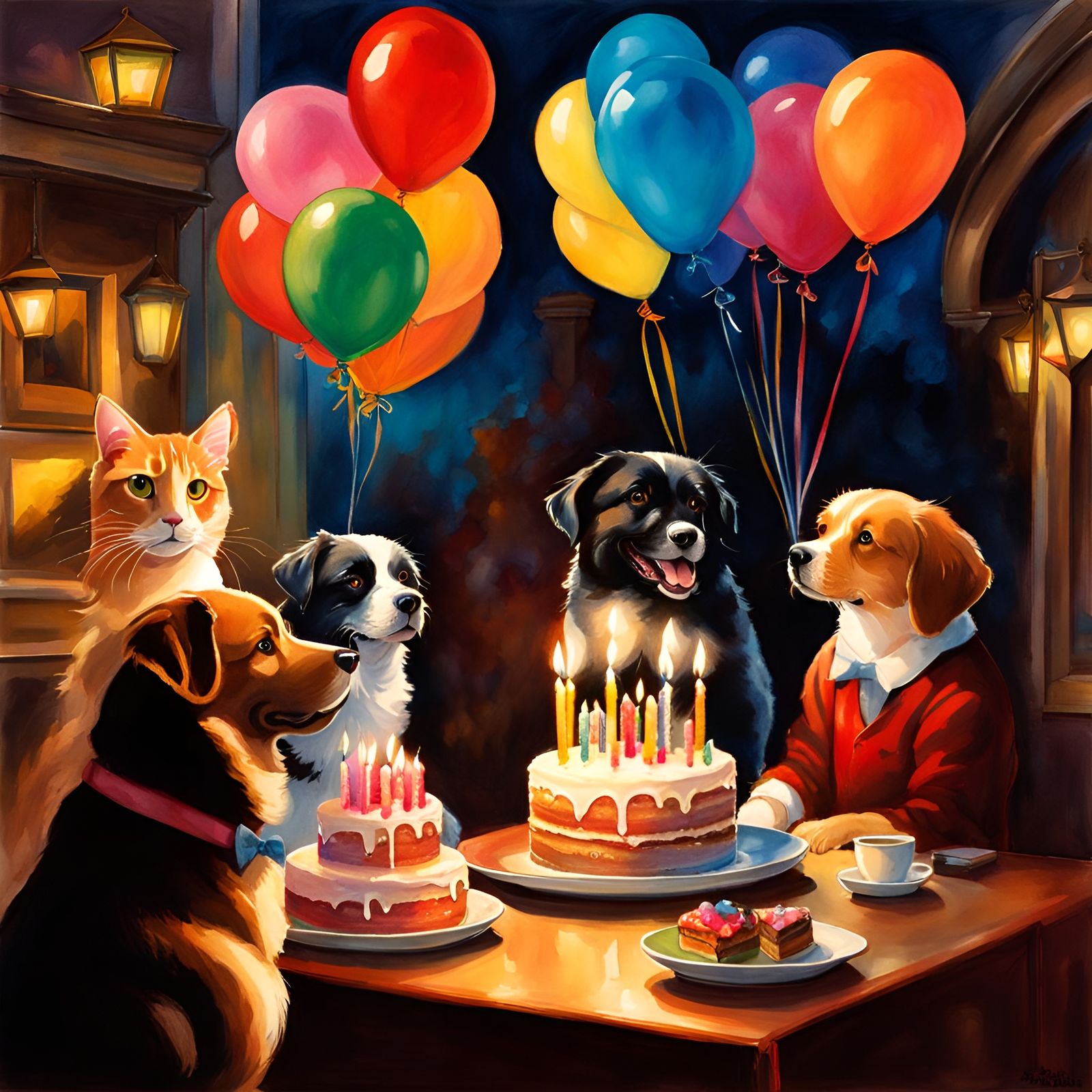 Festive Birthday Party in Watercolor and Ink