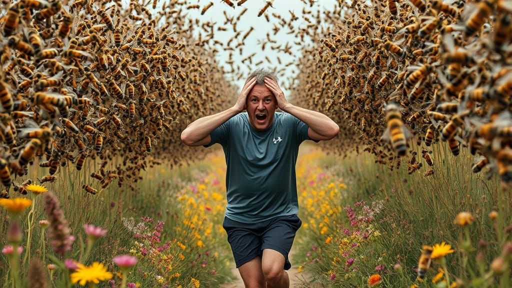 Terrifying Swarm of Bees in Aggressive Dive-Bomb Attack