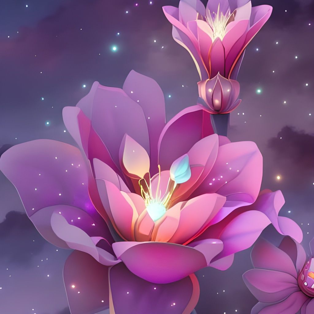 Magical Fantasy Flowers in Storybook Watercolor Style