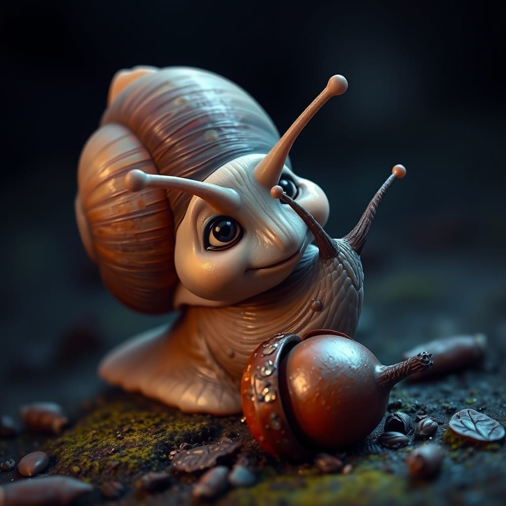 Cute Snail's Curiosity in Detailed Matte Painting