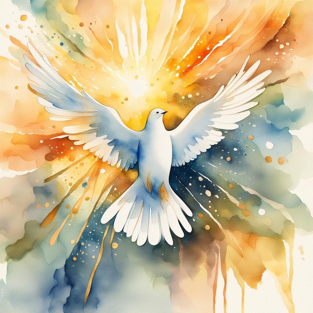 Ethereal Holy Spirit in Watercolor Art