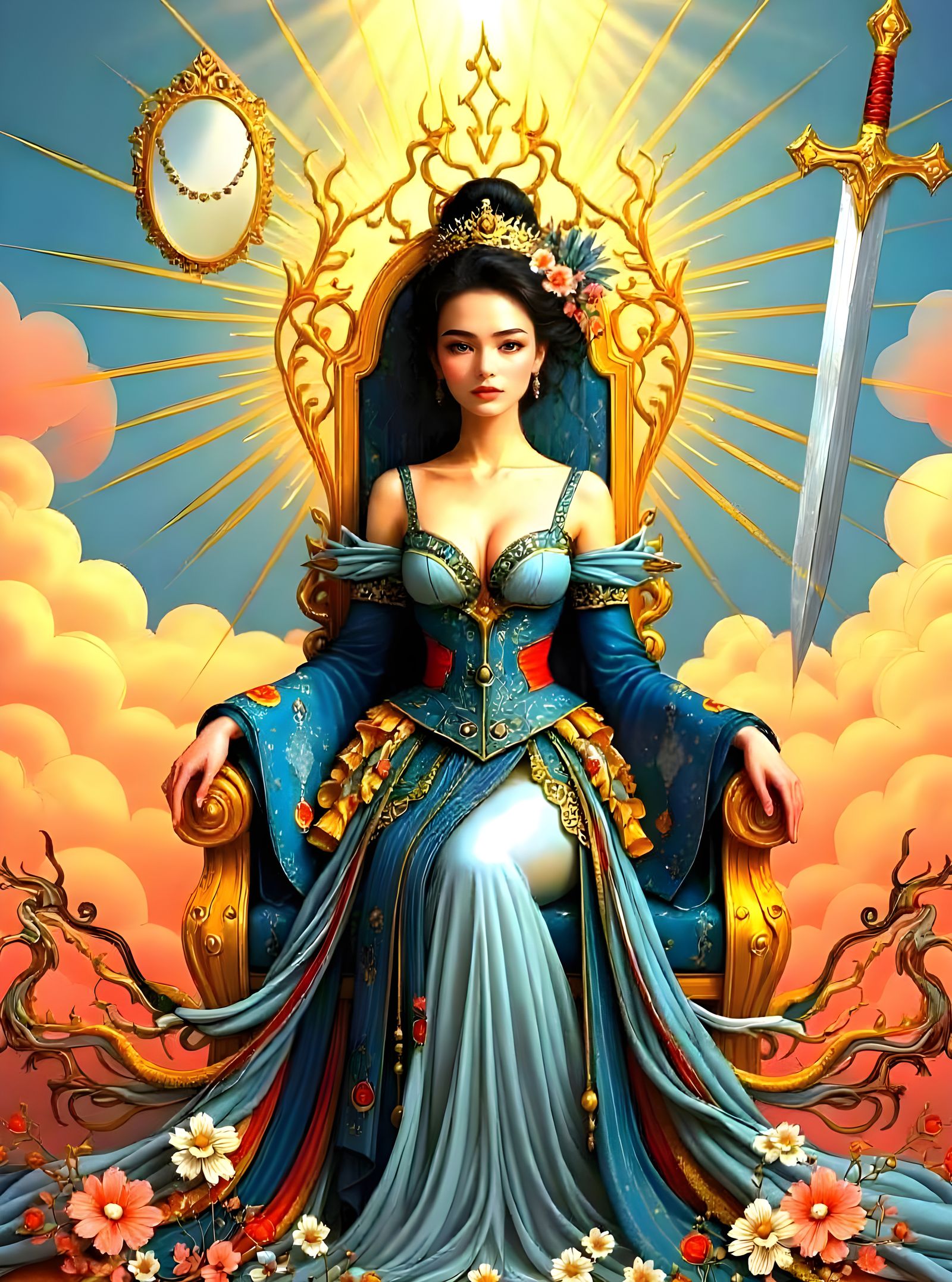 Amaterasu: Art Deco Goddess in Impressionist Style