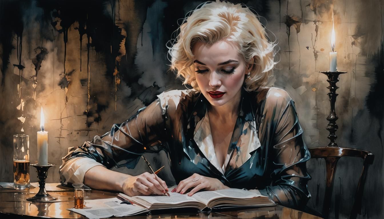 Marilyn Monroe in Dark Surreal Alcohol Ink