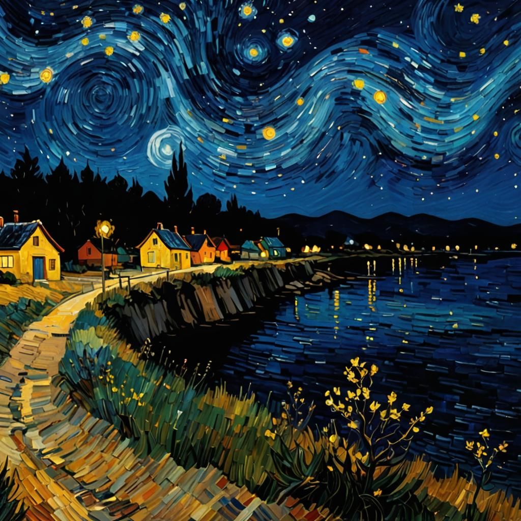 Colorful Starry Night Inspired by Van Gogh